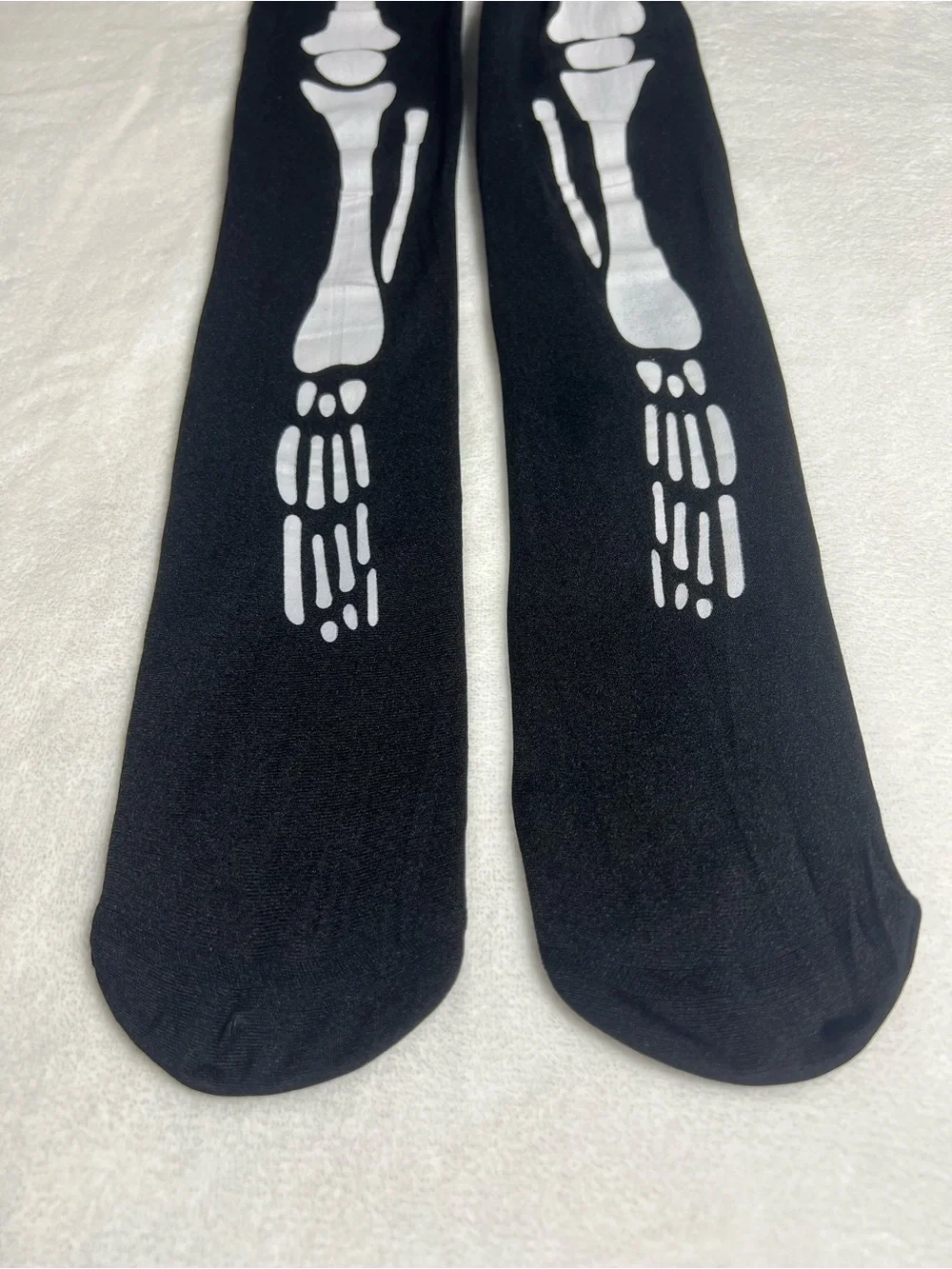 NASTY GAL Black Halloween Skeleton Print Above Knee Stockings Socks